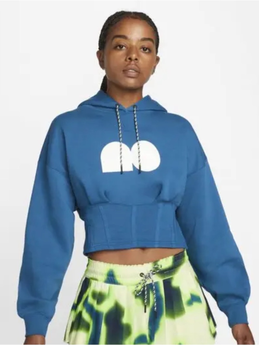 Nike Naomi Osaka Corset Cropped Hoodie White Teal Aqua Blue Women’s Small